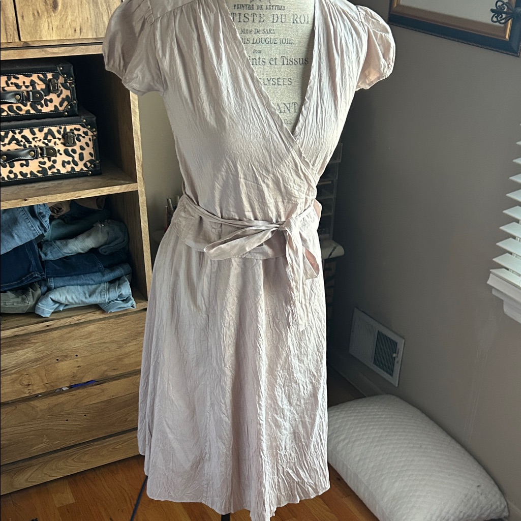 Calypso Crushed Silk Light Pink Wrap Dress - 0
